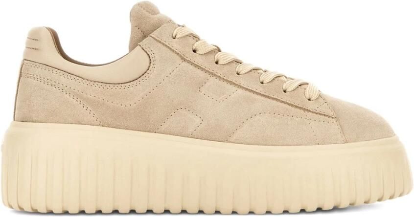 HOGAN Lage Sneakers Dames H-stripes Allacciato H Maat: 39 Materiaal: Suède Kleur: Beige