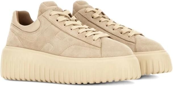 HOGAN Lage Sneakers Dames H-stripes Allacciato H Maat: 39 Materiaal: Suède Kleur: Beige - Foto 2