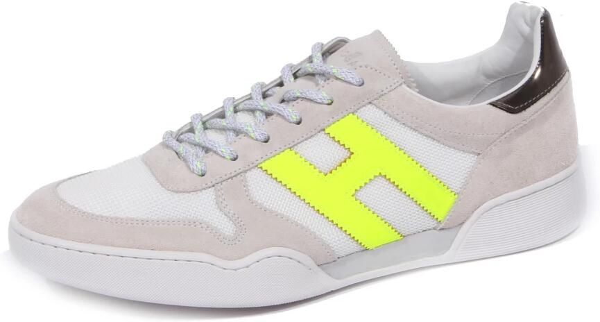 Hogan Grijs Wit Gele sneaker met palmmotief - Foto 2