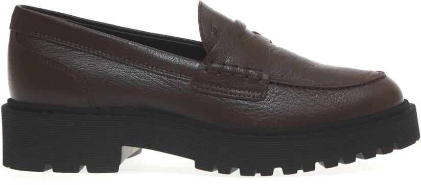 Hogan Bruin leren Loafer schoenen