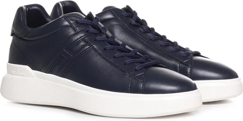 Hogan Blauwe platte schoenen met glanzend nappa lederen bovenwerk Blauw Heren