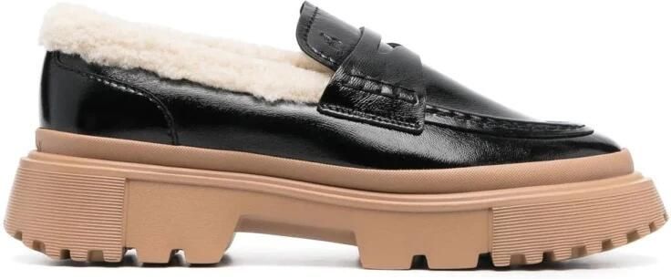Hogan Zwarte leren loafers voor een casual stijl