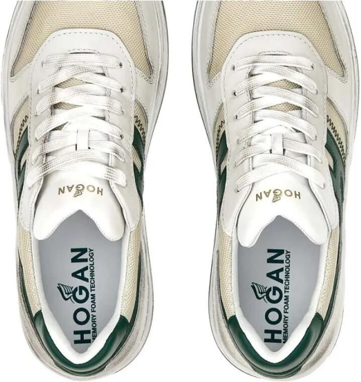 Hogan Witte leren herensneakers met groene accenten White Heren - Foto 2
