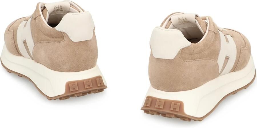 HOGAN Lage Sneakers Dames H641 Allacciato H Patch Maat: 37 5 Materiaal: Suède Kleur: Beige