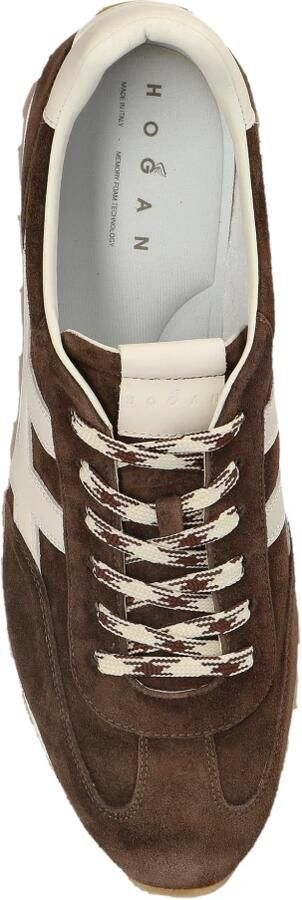 HOGAN Lage Sneakers Heren H701 Allacciato H Maat: 40 5 Materiaal: Suède Kleur: Bruin