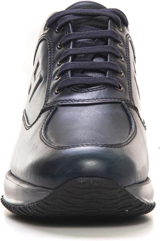 Hogan Blauwe Leren Sneakers met Tonal Borduursel Blauw Heren