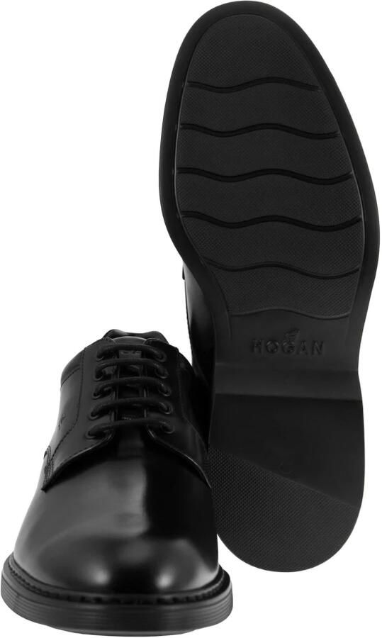 Hogan Klassieke Leren Veterschoenen met Rubberen Zool Black Heren