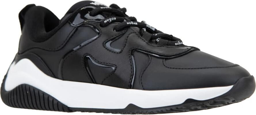 Hogan Leren High-Top Sneakers met Stoffen Inzetstukken