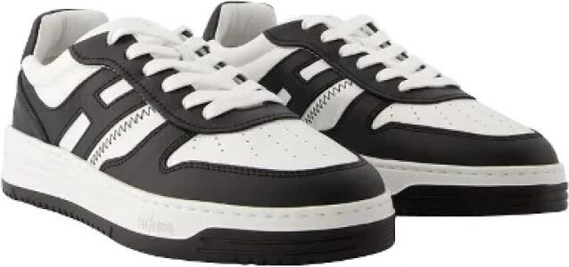 Hogan Leren Sneakers Twee-Tone Bovenwerk Zwart Wit Black Heren - Foto 2