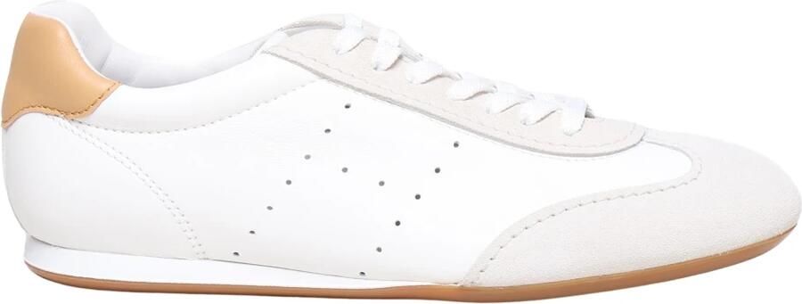 Hogan Witte Leren Sneakers met Gouden Stud White Heren