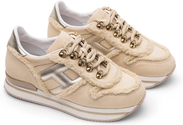 Hogan Metallic-Trimmed Shearling Sneakers