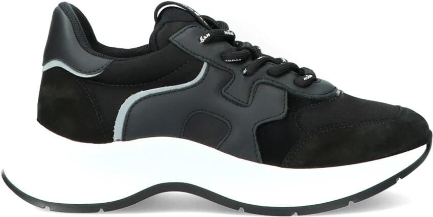 Hogan Zwarte Leren Sneakers met Wave H Detail Black Dames