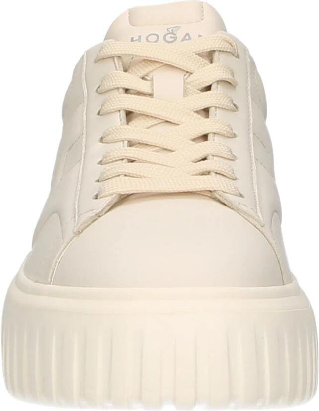 HOGAN Lage Sneakers Dames H-stripes Allacciato Maat: 38 Materiaal: Leer Kleur: Wit