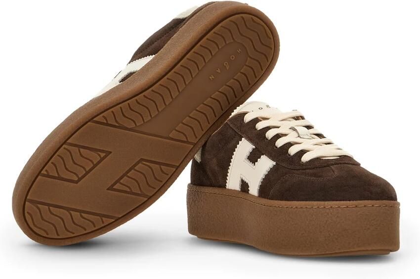 HOGAN Lage Sneakers Dames H681 Allacciato H Maat: 39 5 Materiaal: Suède Kleur: Bruin
