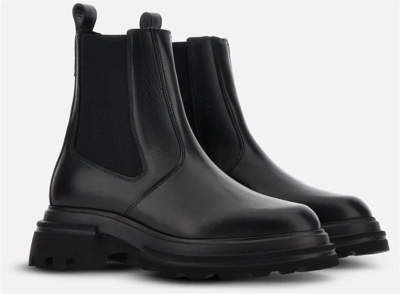 Hogan Zwarte Platte Chelsea Boots