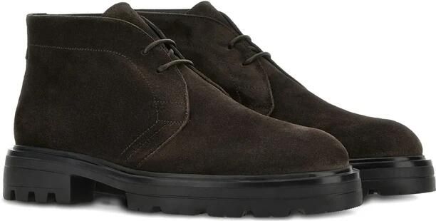 Hogan Zwarte Veterschoenen Platte Enkellaarzen