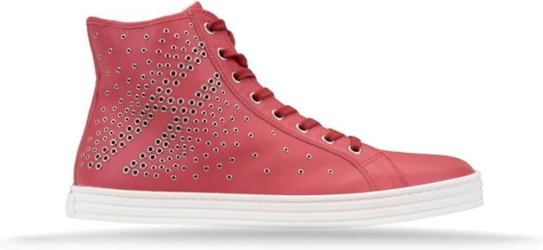Hogan Hoge Top Leren Sneakers met Zilveren Metalen Details