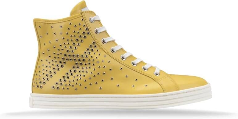 Hogan Hoge Top Leren Sneakers met Zilveren Metalen Details