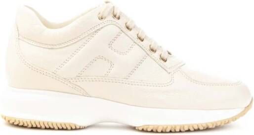 Hogan Sneakers van getextureerd leer met parelmoer afwerking White Dames