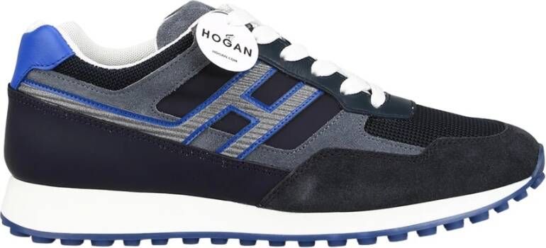 Hogan Interactieve Sneakers Grijs Suède en Blauwe Stof Blauw Heren