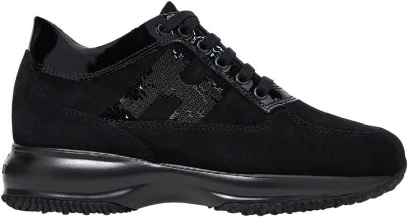 Hogan Interactieve suède sneakers met lakdetails Black Dames