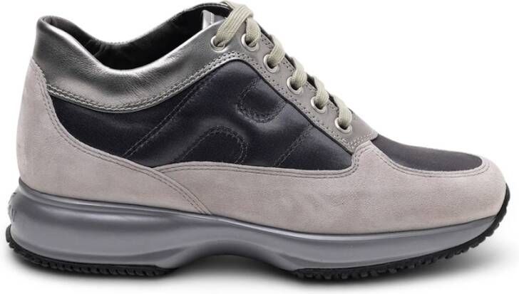 Hogan Interactive Allacciato Metallic-Panel Suede Sneakers