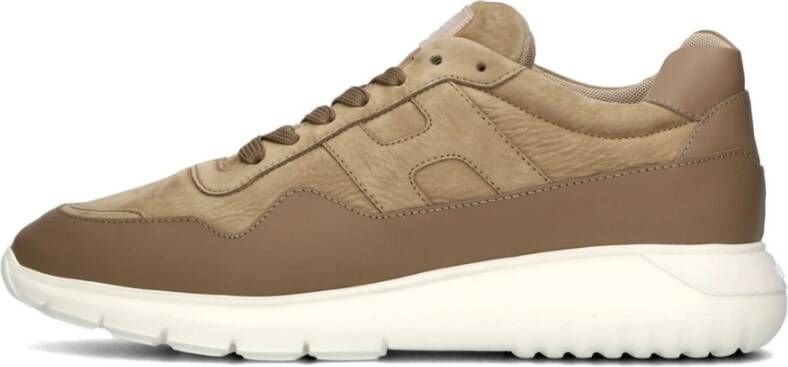 HOGAN Lage Sneakers Heren Interactive3 Allacciato Pelle Maat: 43 Materiaal: Suède Kleur: Camel