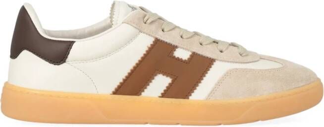 Hogan Ivoor en beige gladleren sneakers