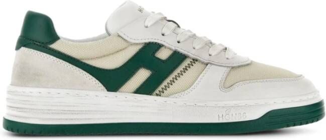 Hogan Witte leren herensneakers met groene accenten White Heren