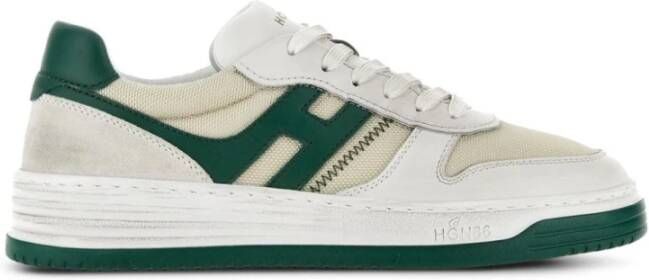 Hogan Ivoor en Groene Panel Sneakers Beige Heren