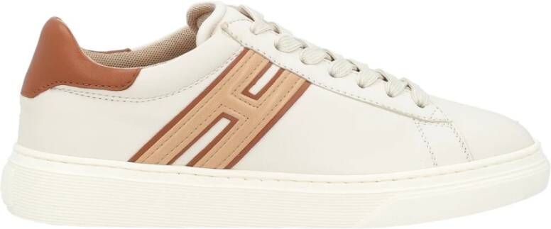 Hogan Ivoorleren Sneaker H365 met Leren Details Beige Dames