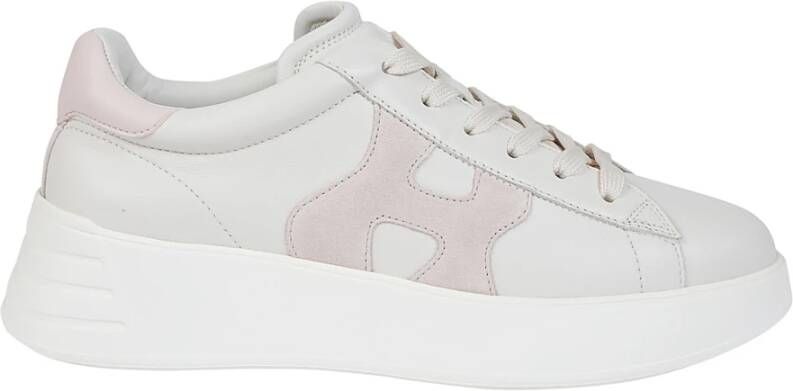 Hogan Ivoorleren sneakers met roze details