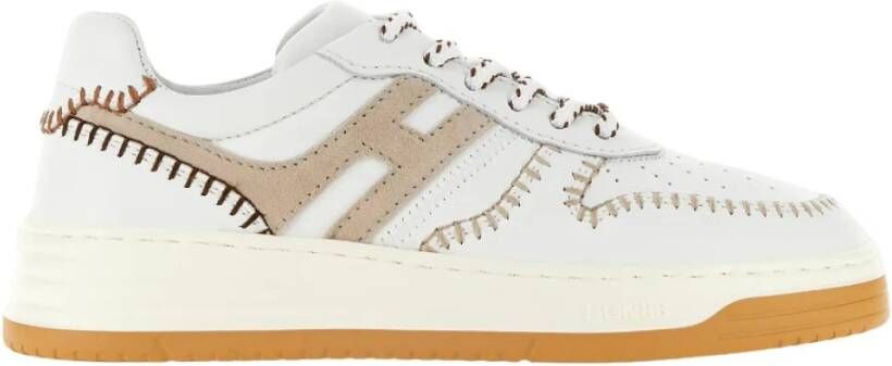 Hogan Ivory Low-Top Sneakers met 'H' Detail Beige Dames