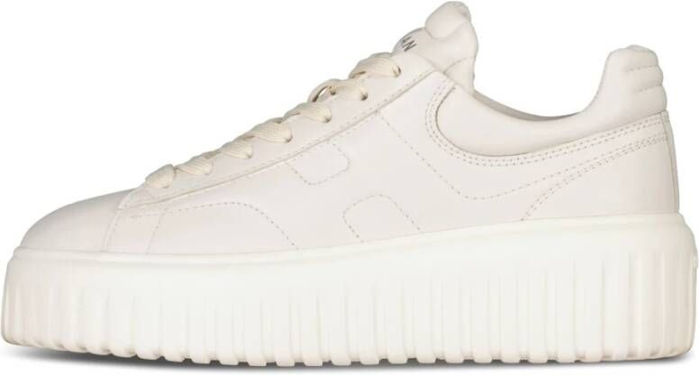 HOGAN Lage Sneakers Dames H-stripes Allacciato Maat: 41 Materiaal: Leer Kleur: Wit