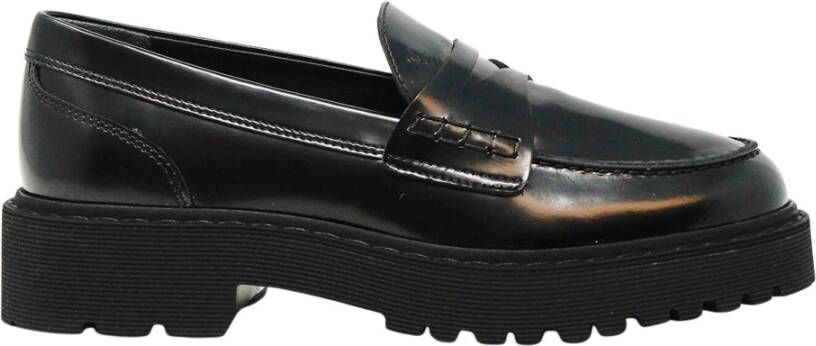 Hogan Leren Loafers met Technische Kenmerken Black Dames