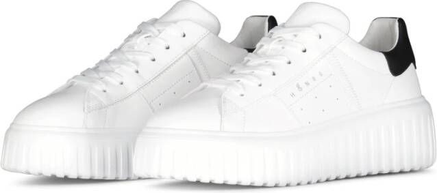 Hogan Gestreepte Vetersneakers met Logoband White Dames