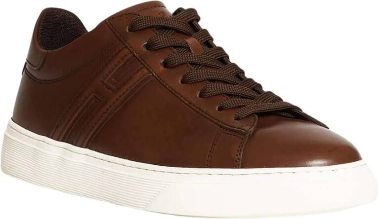 Hogan Leren Sneakers Bruin Heren