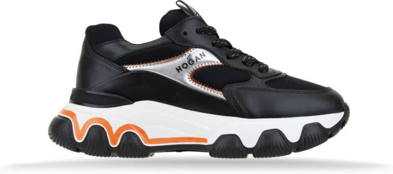 Hogan Leren Sneakers met Stoffen Inzetstukken