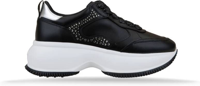 Hogan Leren Sneakers met Strass en Glitterveters