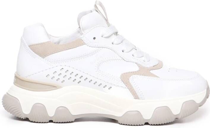 Hogan Leren Sneakers met Suède Inzetstukken White Dames