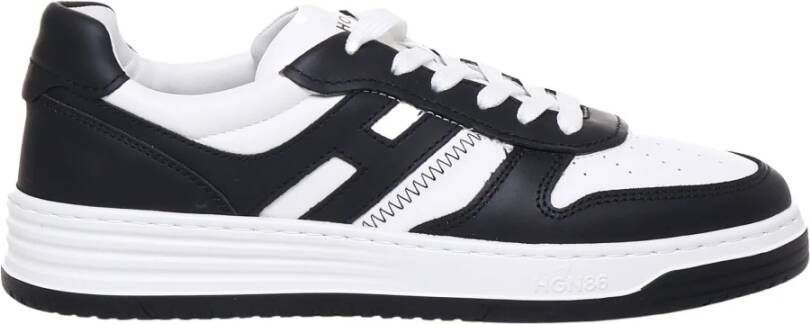 Hogan Leren Sneakers Twee-Tone Bovenwerk Zwart Wit Black Heren