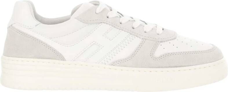 Hogan Leren Sneakers Veters Ronde Neus Logo White Heren