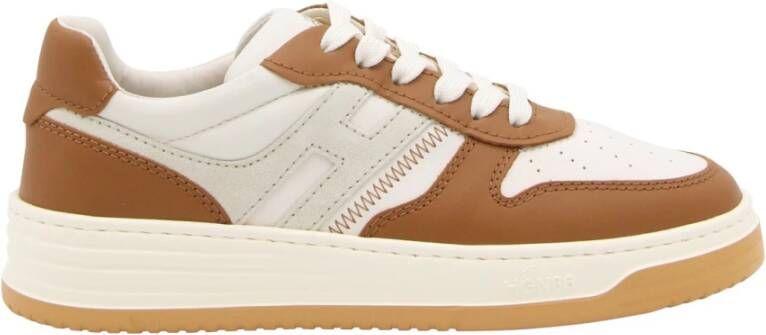 Hogan Sneakers van glad leer met suède inzetstukken Brown Dames