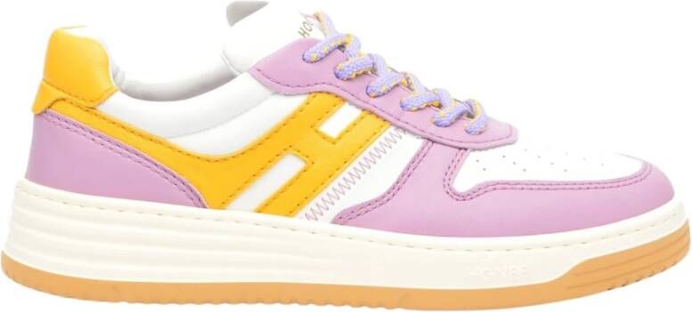 Hogan Leren Sneakers Wit Paars Geel Multicolor Dames