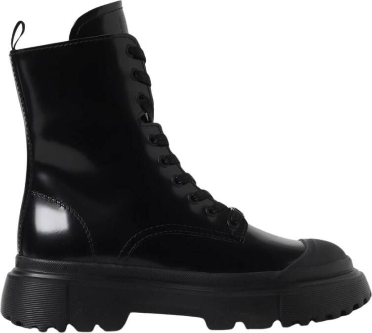 Hogan Leren veterlaarzen met lak