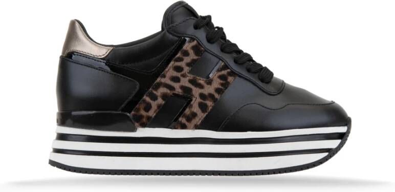 Hogan Leren Veterschoenen met Dierenprint