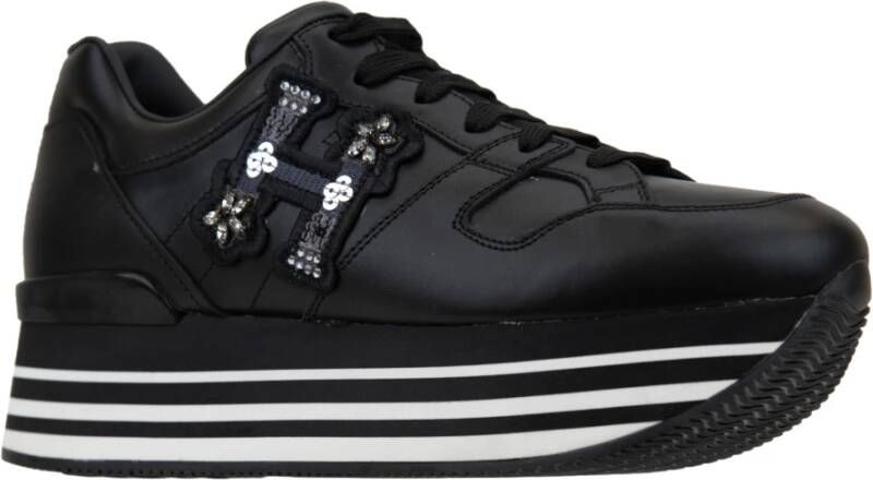 Hogan Leren Vetersneakers Black Dames