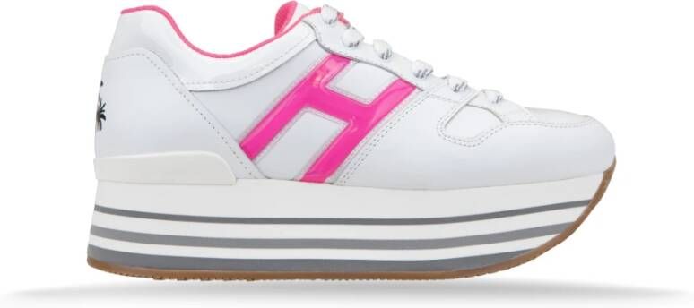 Hogan Leren Vetersneakers met Brand Logo