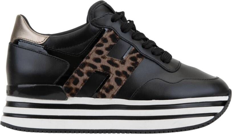 Hogan Leren Vetersneakers met 'H' Detail Black Dames