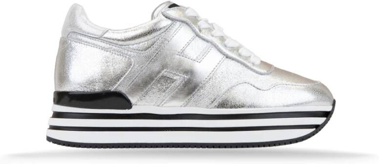 Hogan Leren vetersneakers met laminaat